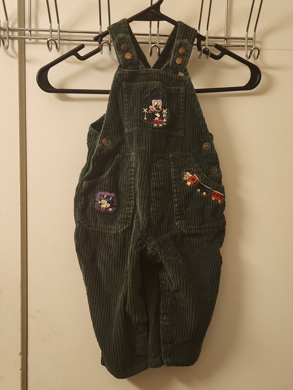 Disney Kids Green Corduroy Mickey Overalls 18 Months